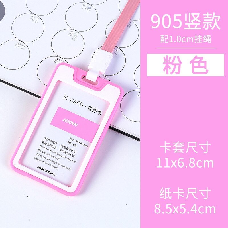 1pcs Candy Color Staff Work Card Holder Employees Workers Pass Access Card Cover ID Tag Bus Card Sleeve with Lanyard