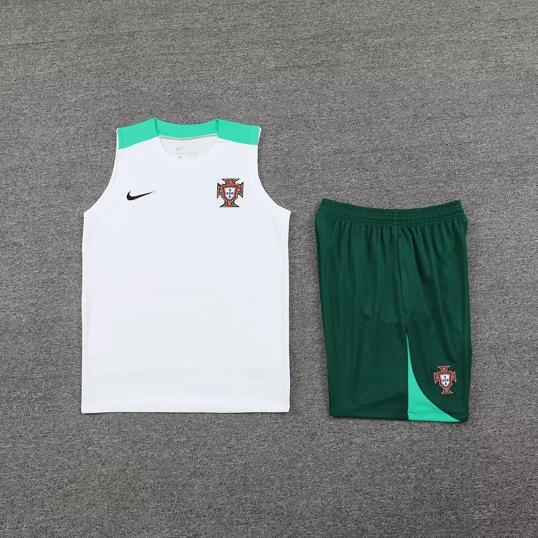 2024 Portugal Pre-match Training White Jersey+Shorts 1:1 Thai Quality