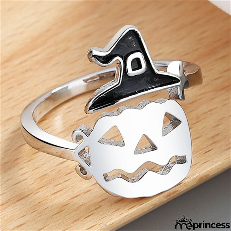 Halloween Witch Hat Pumpkin Broom Mop Lantern Hollow Out Ring
