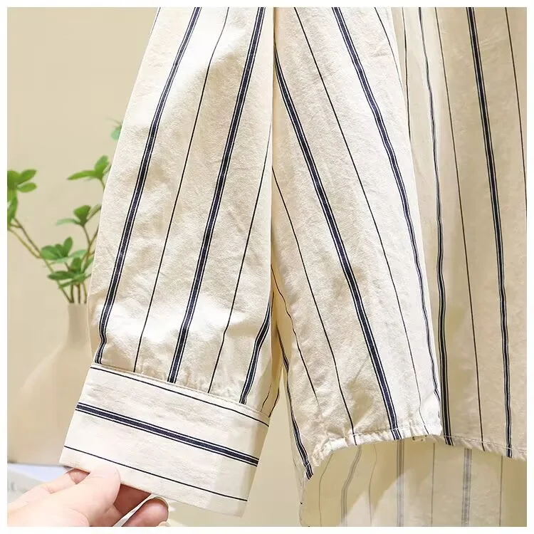 Athvotar Athvotar Spring And Autumn New Vertical Stripe Loose Long-Sleeved Shirt Women Fashion Casual Korean Version Of The Shirt Women Wear