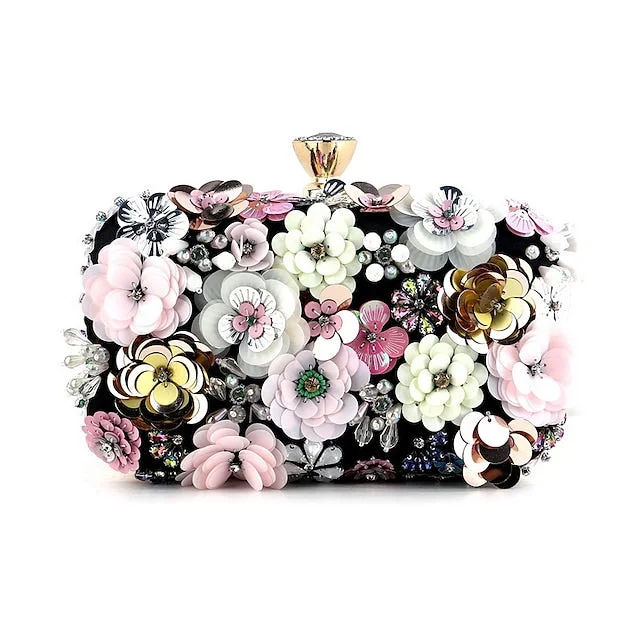 Women's Evening Bag Imitation Pearl Rhinestone Flower Print Party Bag