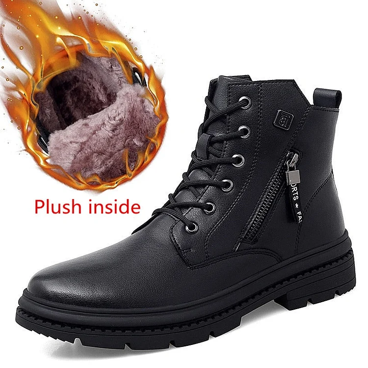 Brand Winter Mens Shoes Thick Plush Warm Men Snow Boots Waterproof Male Ankle Boots Outdoor Non-slip Hiking Boots Work Boots