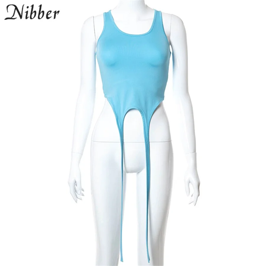 Nibber Basic Long Ribbon White Tank Tops For Women Hight Street Casual Wear 2021 Summer Chic Fashionable Vest Club Wear Camisole