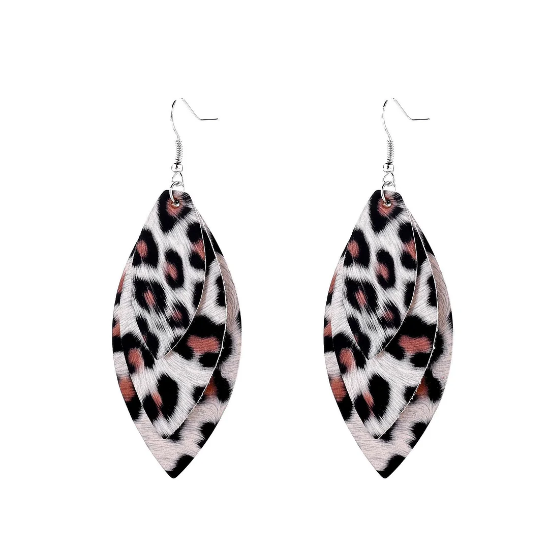 Layered Leopard Leather Earrings