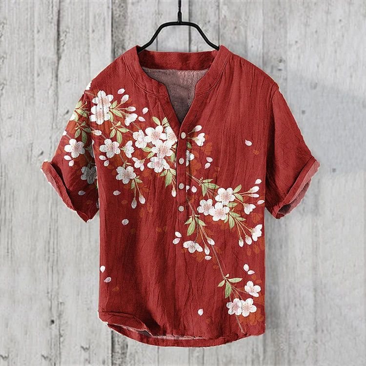 Japanese Flowers Art Linen Blend Shirt