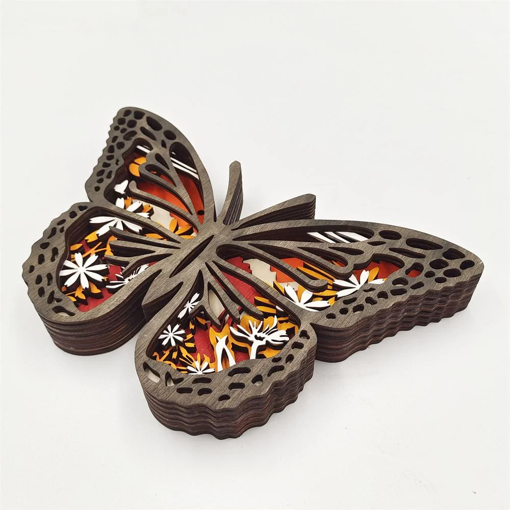 Purexcellent&trade; New creative home desktop wood carving butterfly crafts ornaments