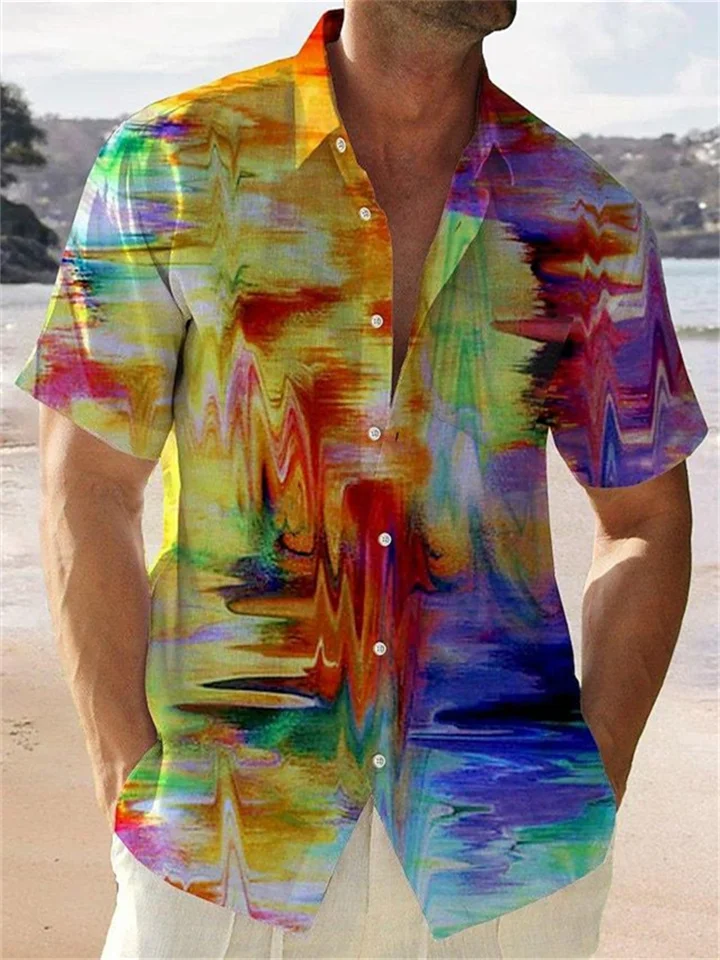 Men's Gradient Shirt 3D Print Pattern Fashion Lapel Shirt | 168DEAL