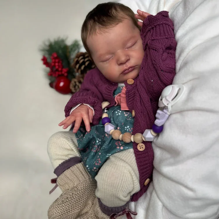  20" Handmade Lifelike Reborn Brown Hair Baby Girl Named Vaclain - Reborndollsshop®-Reborndollsshop®