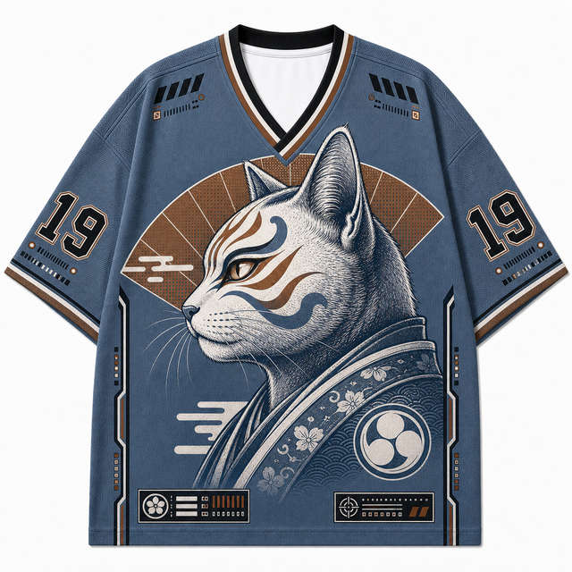 Blue Mask Cat Mesh Jersey