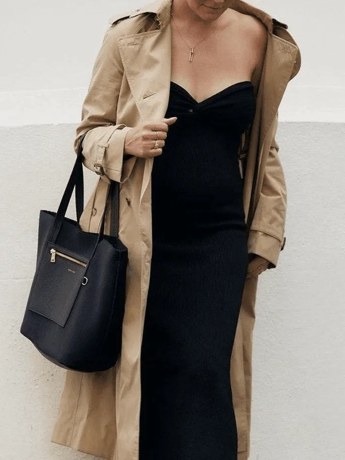 Brownm Knitted Twist Strapless Maxi Dress