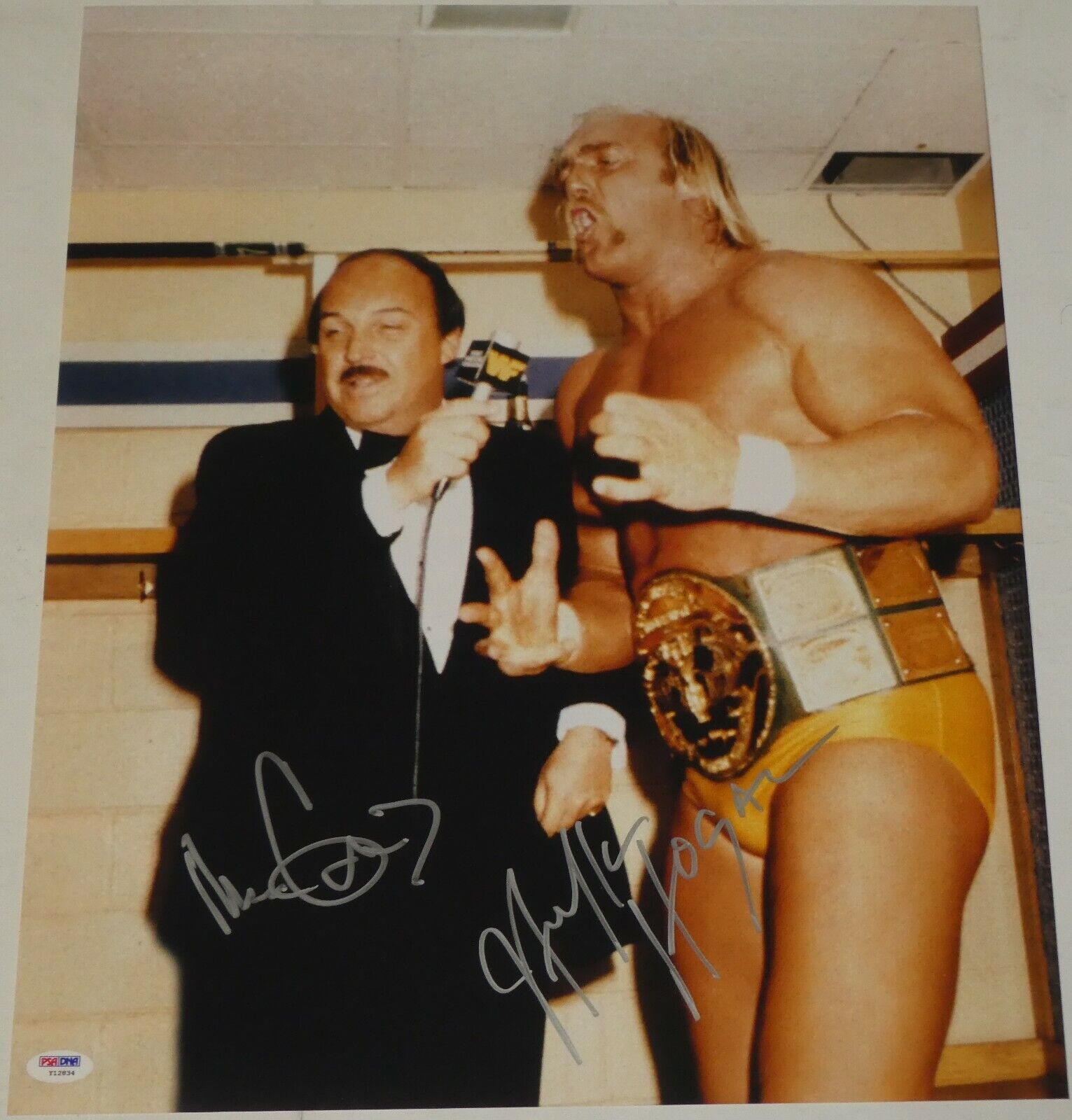 Hulk Hogan & Mean Gene Okerlund Signed WWE 16x20 Photo Poster painting PSA/DNA Picture Autograph