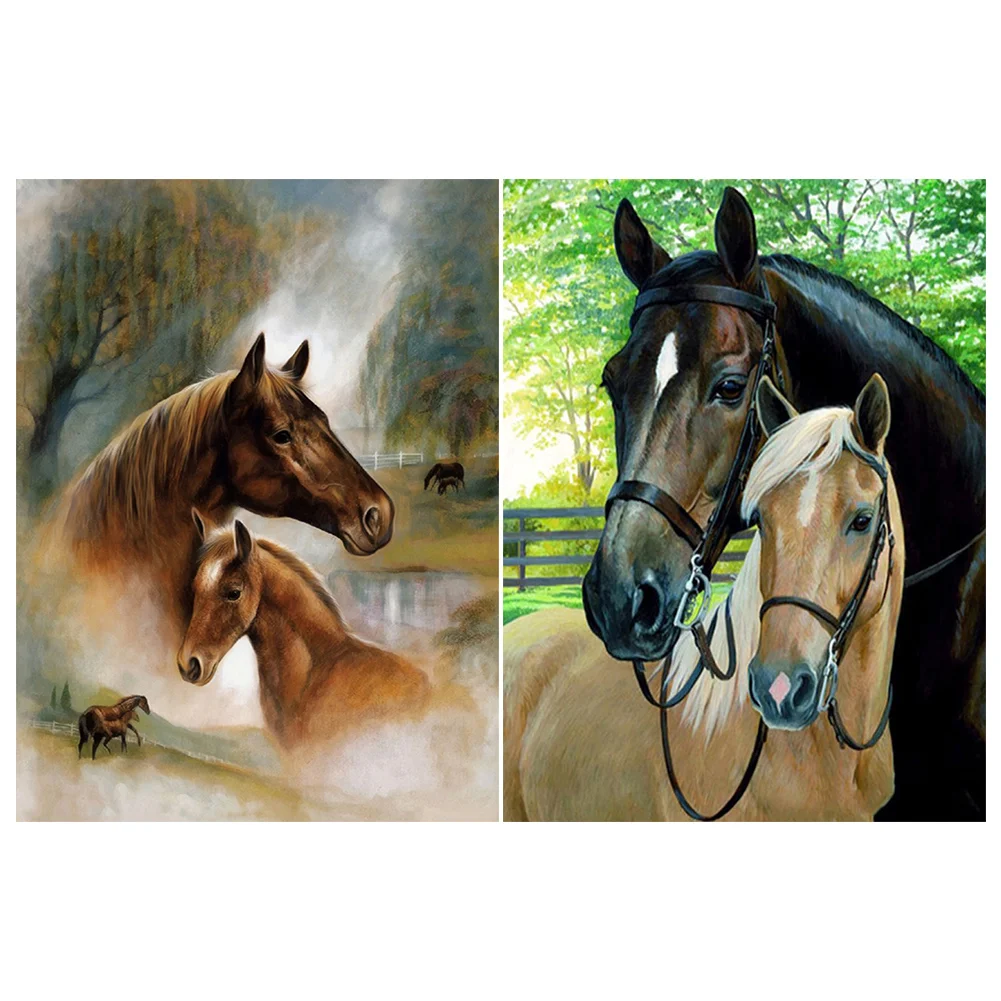 2pcs Diamond Painting - Full Round Drill - Horse(Canvas|30*40cm)