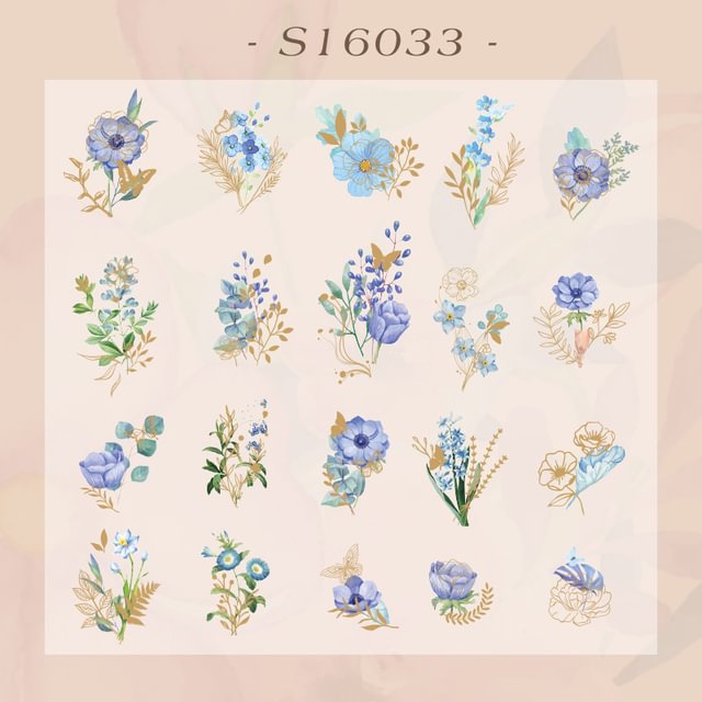  40Pcs/Bag Aesthetic Flower Stickers Set