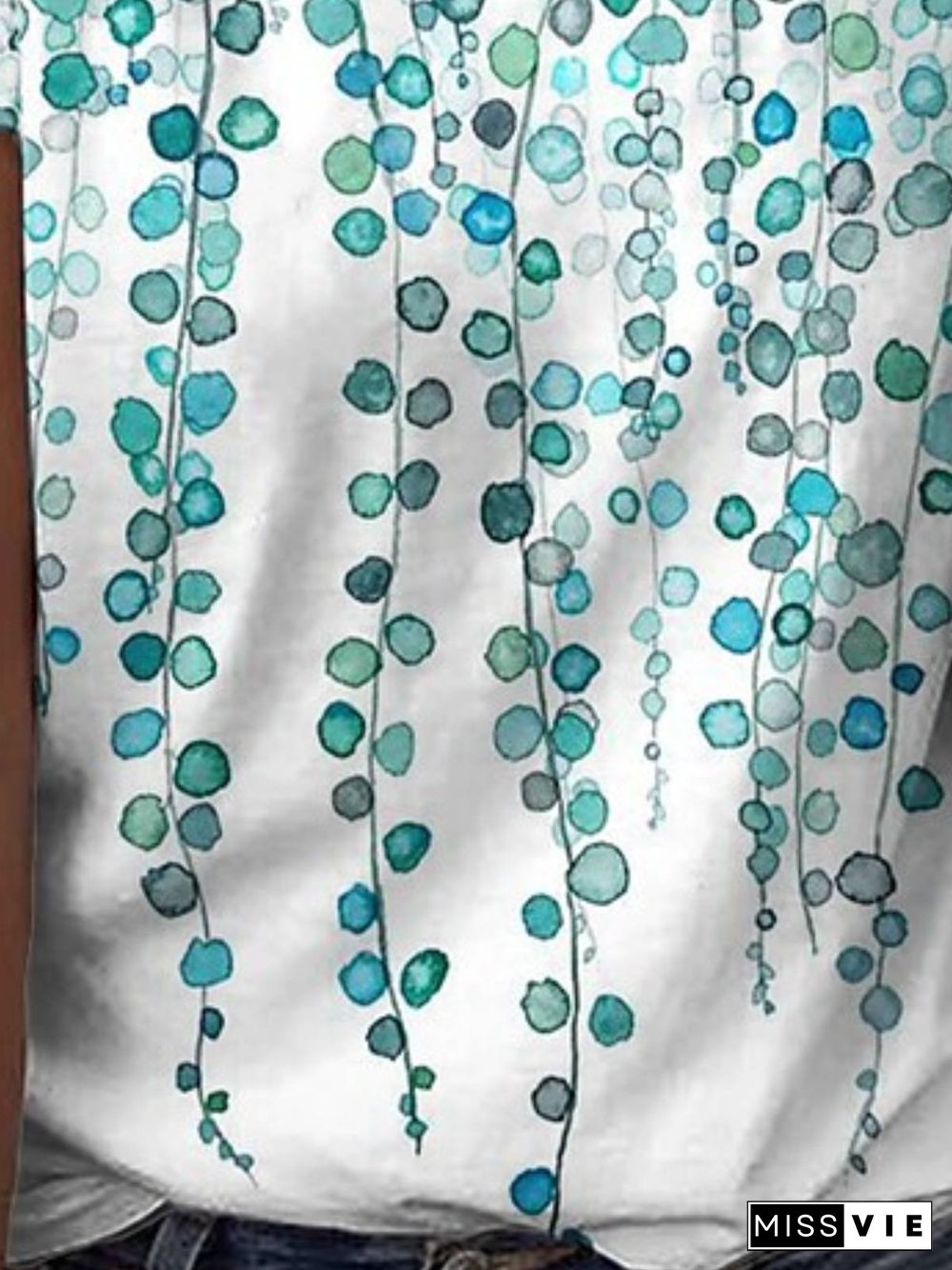 V Neck Loosen Leaves T-Shirt