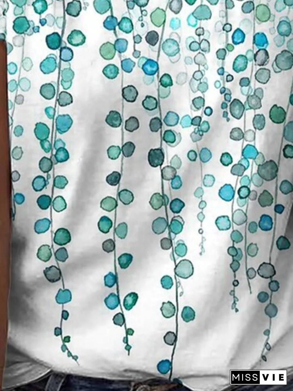 V Neck Loosen Leaves T-Shirt