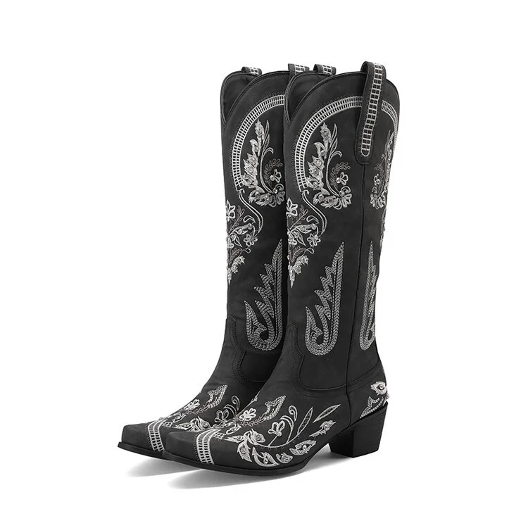 Women's Western Cowboy Embroidered Pointed Toe Boots