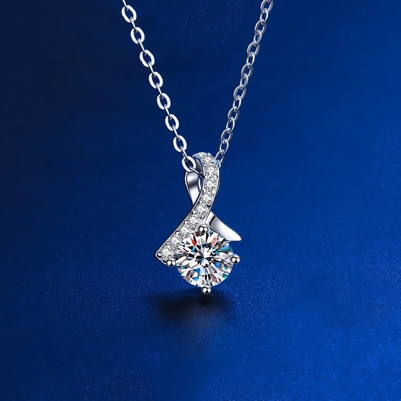 925 Sterling Silver Moissanite Plating Inlay Geometric Pendant Necklace