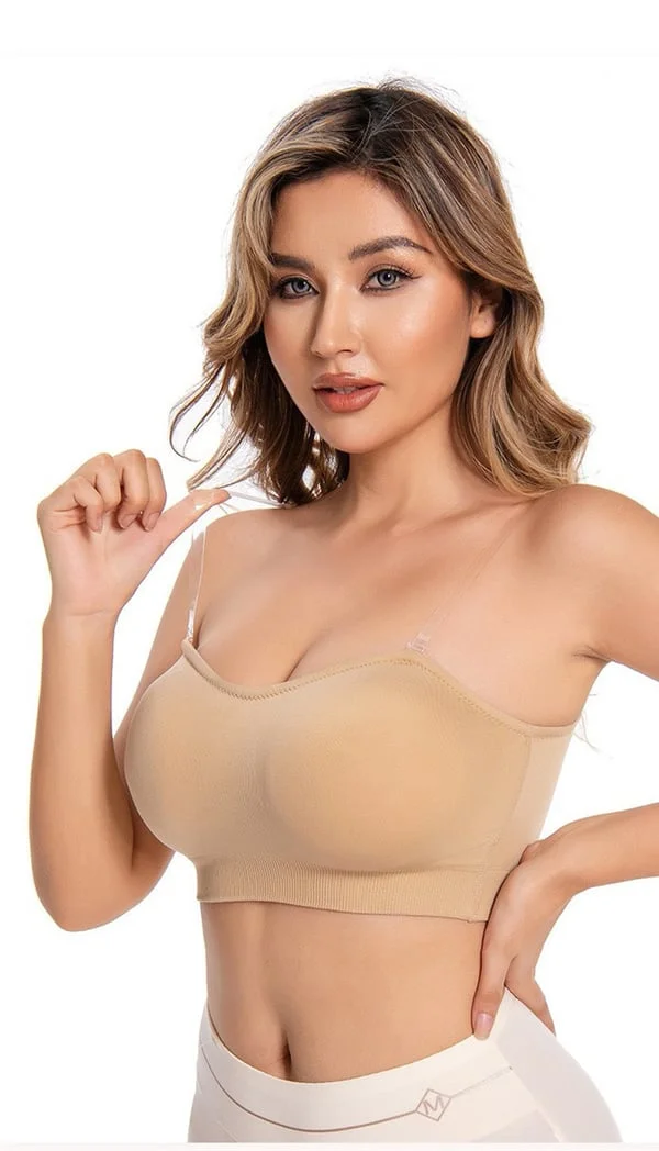 Strapless Bras for Women, Non-Slip Silicone Padded Bandeau Bra