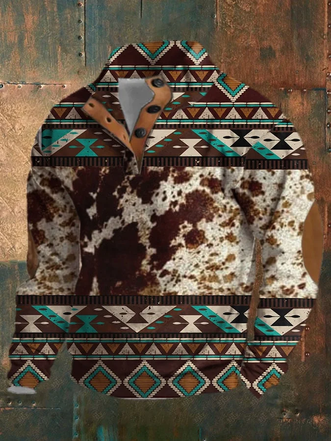 Men's Casual Western Print Long Sleeve Sweatshirt