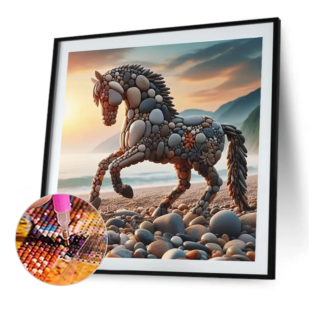 Diamond Painting - Full Round Drill - Stone Art Horse(Canvas|30*30cm)