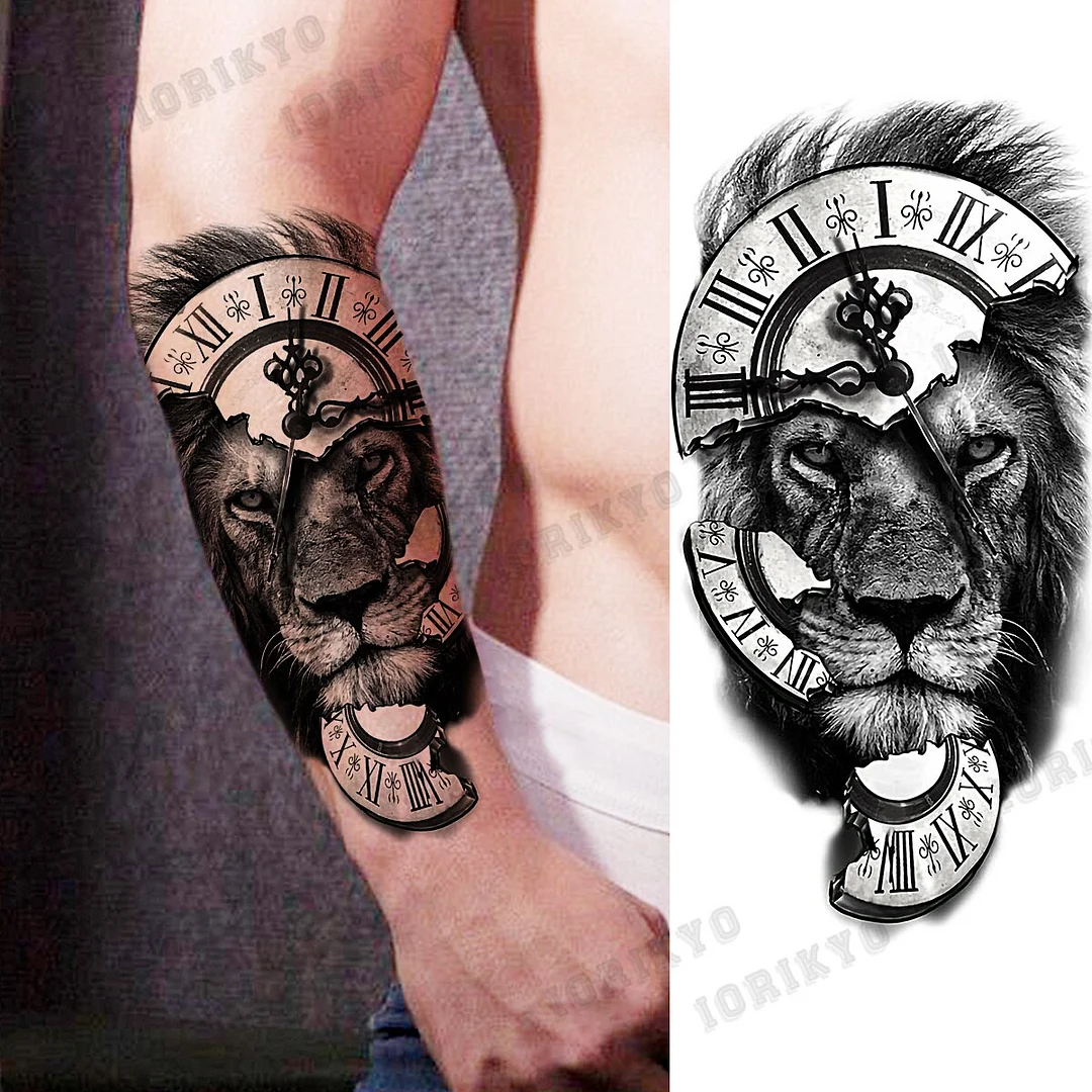 Sdrawing Devil Skeleton Temporary Tattoos For Men Adult Women Wolf Compass Gangster Fake Tattoo Washable Body Art Tatoo Sticker