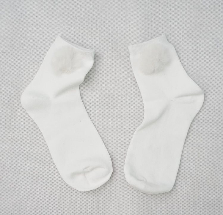 White/Black Winter Fluffy Snow Ball Cotton Socks SP153680