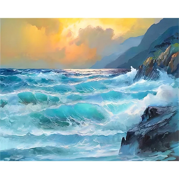 Beach Seaside Sun Landscape 40*50CM(Canvas) Full Round Drill Diamond Painting gbfke