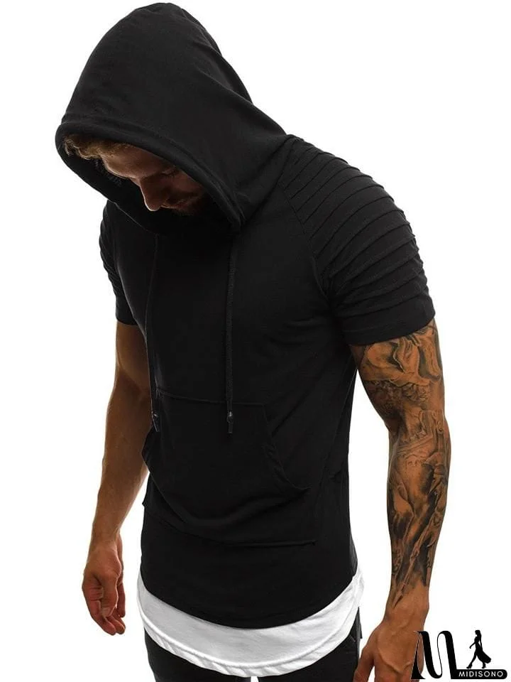 MidiSono - Men's Short Sleeve Hooded Tops