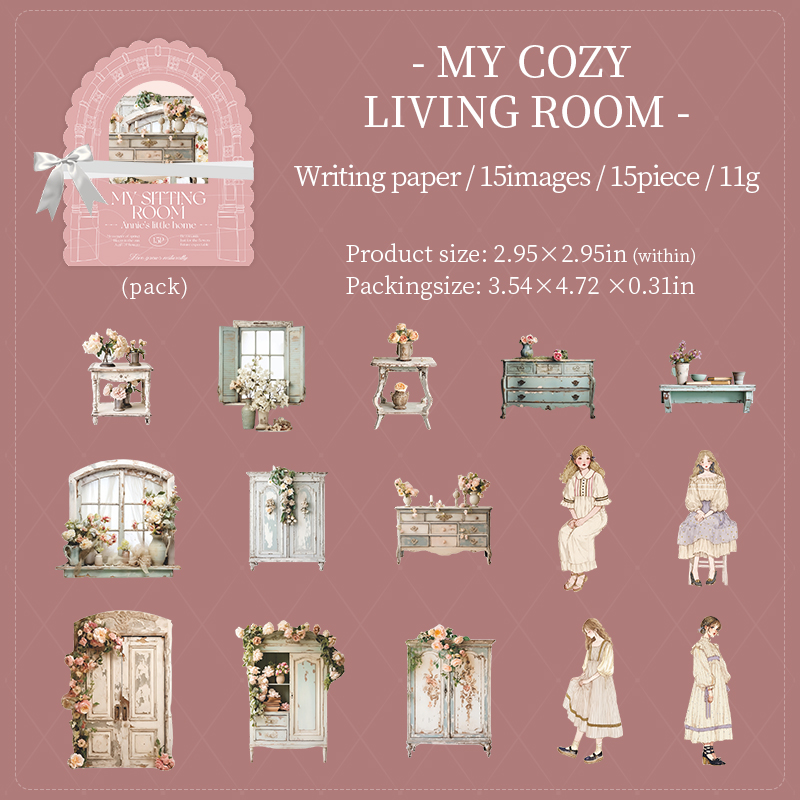 Sticker - Annie's Little Home Series Vintage Character Flower Landscape