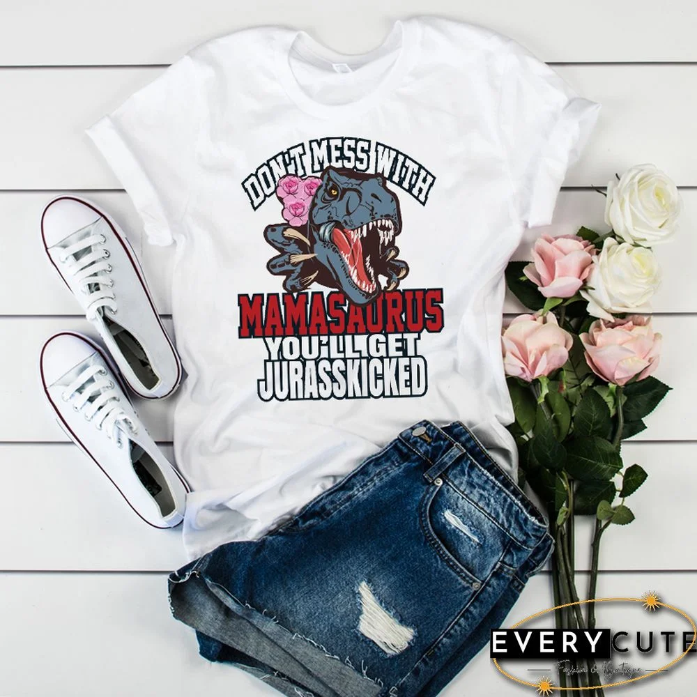 Women Mama Mom Dinosaur Print Mother Clothing Tees Tops Graphic Female Ladies Womens Lady T-Shirt Tumblr T Shirt T-Shirts