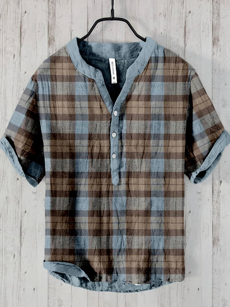 Scotland Vintage Plaid Linen Blend Cozy Shirt