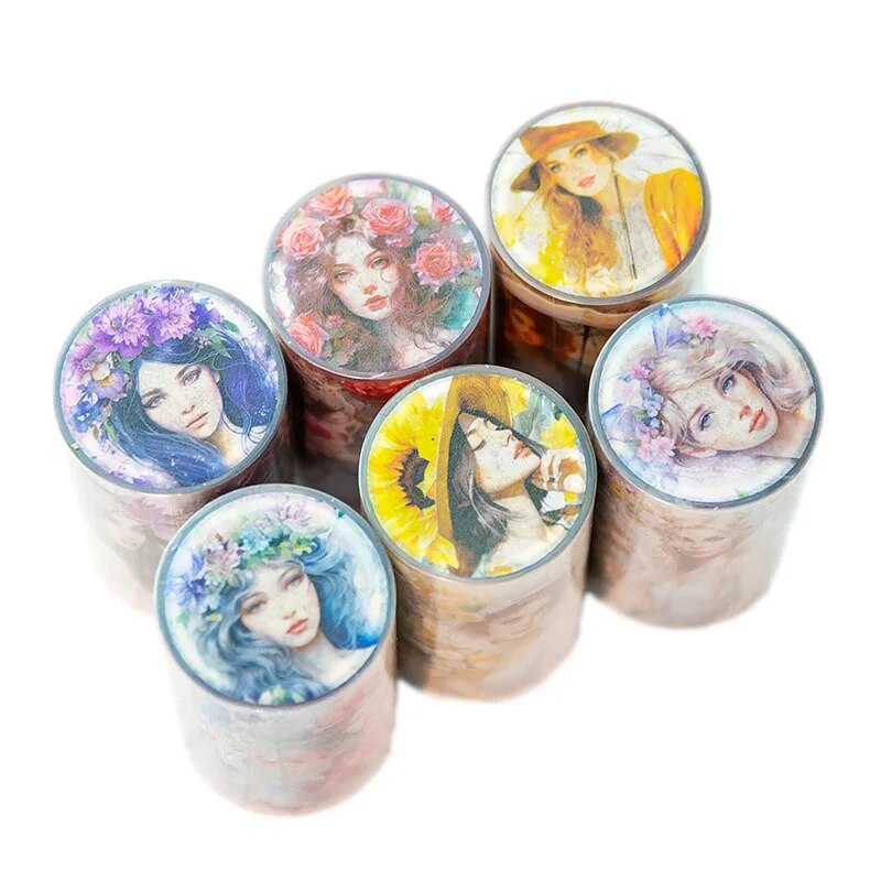 Journalsay 65mm*300cm The White Dream of Dark Flower Series Vintage Landscaping PET Tape