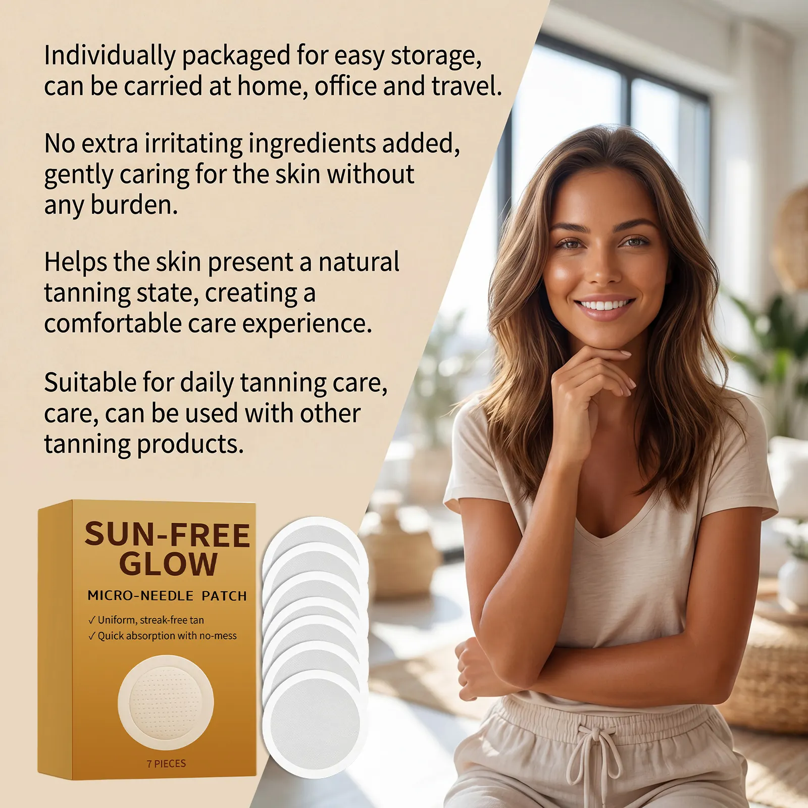Microneedle tanning care patch