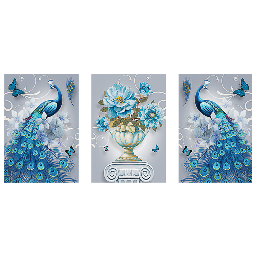 

3pcs Peacock - Round Drill Diamond Painting - 95*45CM, 501 Original