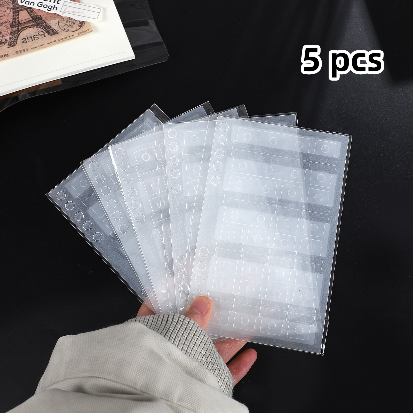 Loose-leaf Book Buckle Stickers - 5 Pcs/set Round Holes Without Holes Transparent Storage 