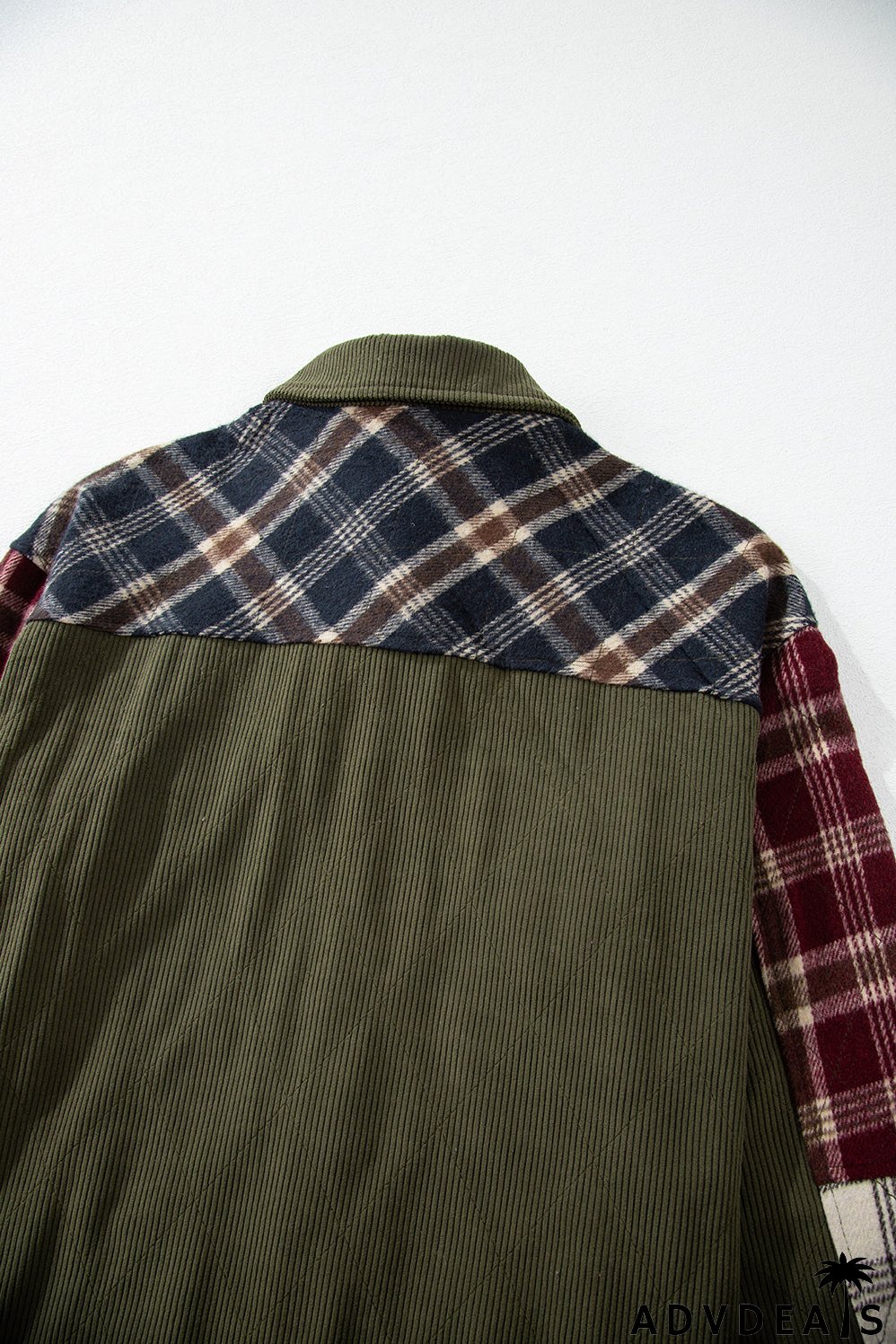 Red Mixed Plaid Patchwork Retro Shacket