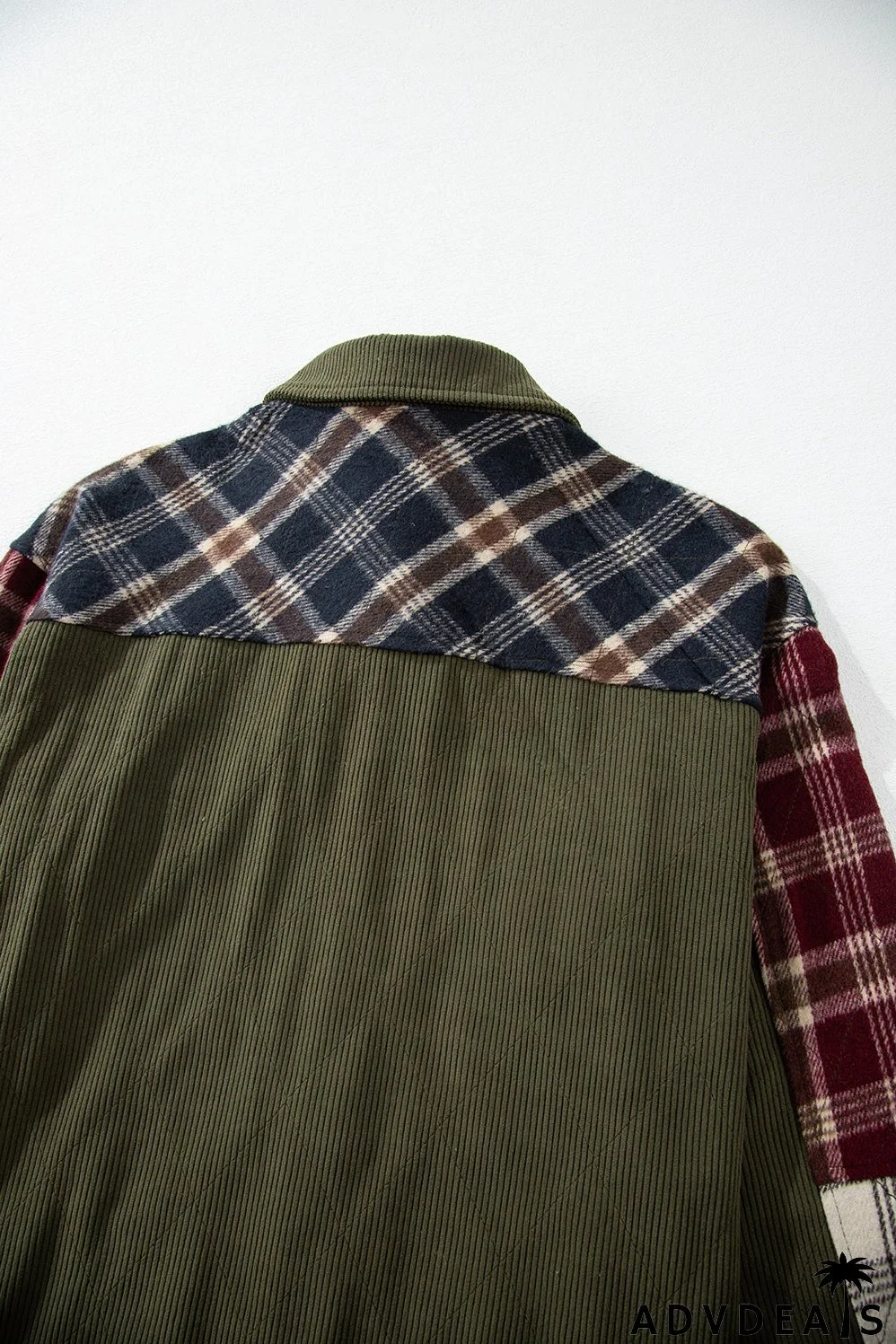 Red Mixed Plaid Patchwork Retro Shacket