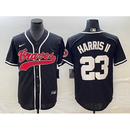 Men's Atlanta Braves #23 Michael Harris ii Black Cool Base Stitched Baseball Jersey 7I64