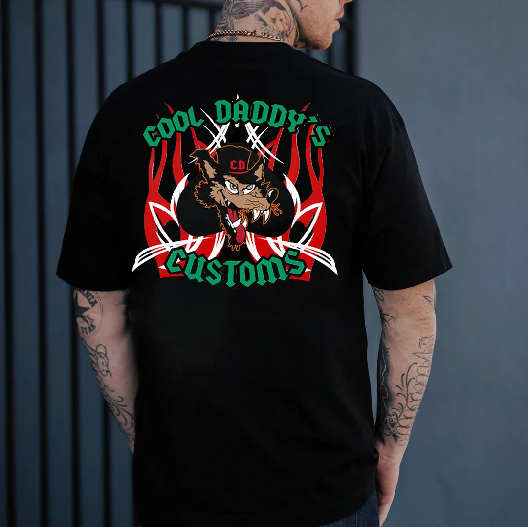 COOL DADDY'S CUSTOMS Big Wolf Print Men's T-shirt