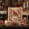 (20x20cm)Forest Xmas Critters DIY Pearl Painting Art With Inner Wooden Framed Kit