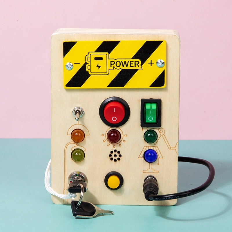 Popular Children’s Early Education Wooden LED Light Socket Switch Busy Board Toy Hands-on Wooden Toy