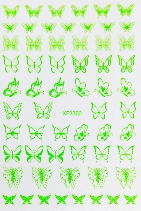 New Arrive Nail Art Sticker Decal Decoration Glow In Dark Butterfly Nail Stickes Back Glue Moon Manicure Sticker on Nails Design