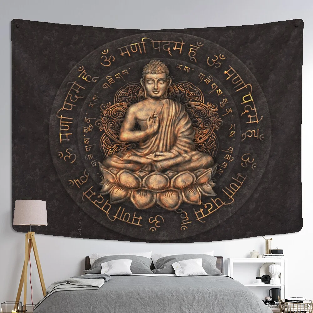 Psychedelic Indian Buddha Tapestry Wall Hanging Bohemian Religious Belief Tarot Card Hippie Mandala Home Decor