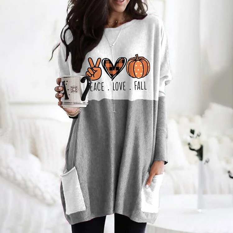 Vefave Halloween Print Crew Neck Panel Casual Tunic