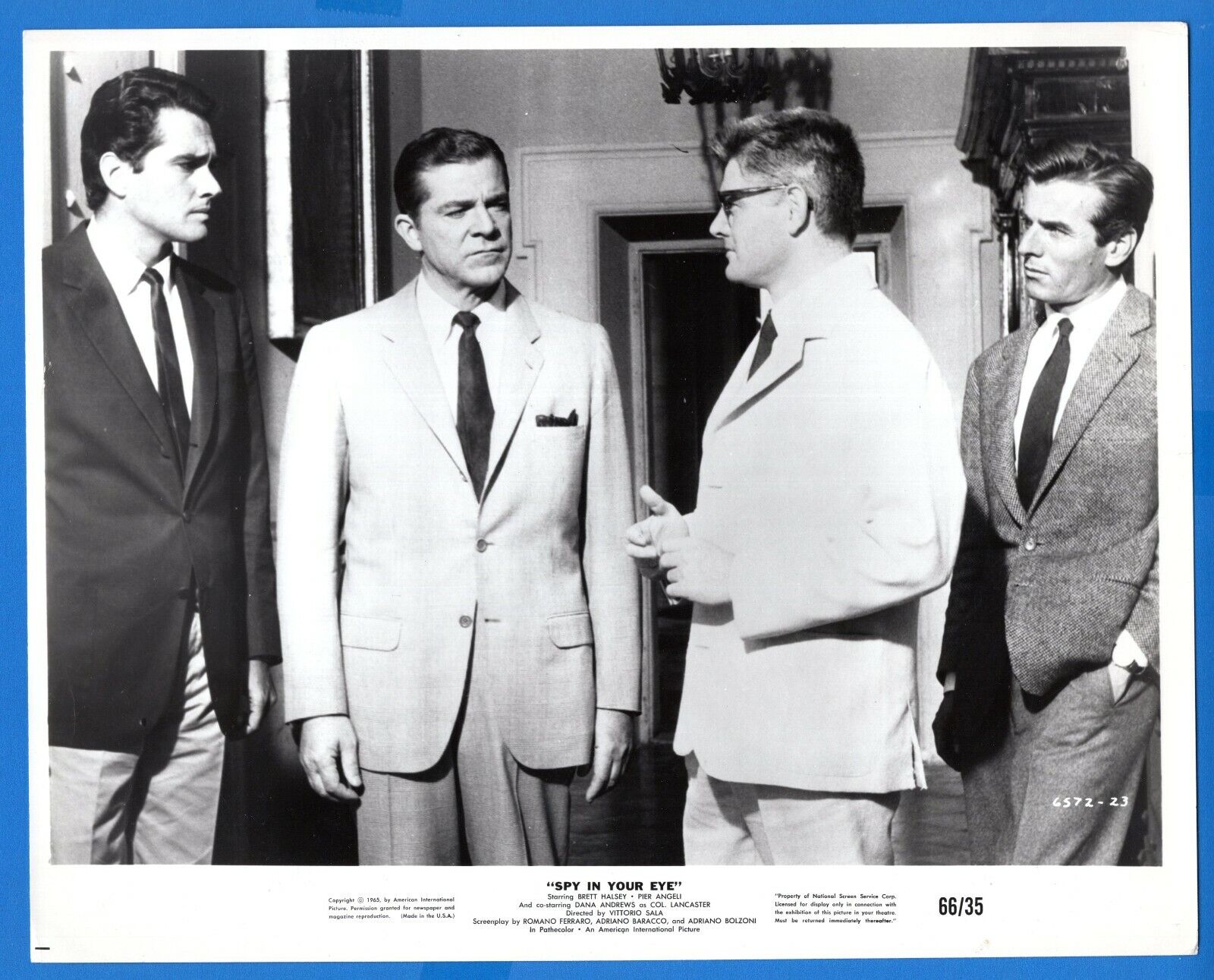 BRETT HALSEY DANA ANDREWS 8x10 Vintage Promo Photo Poster painting SPY IN YOUR EYE Movie 1965