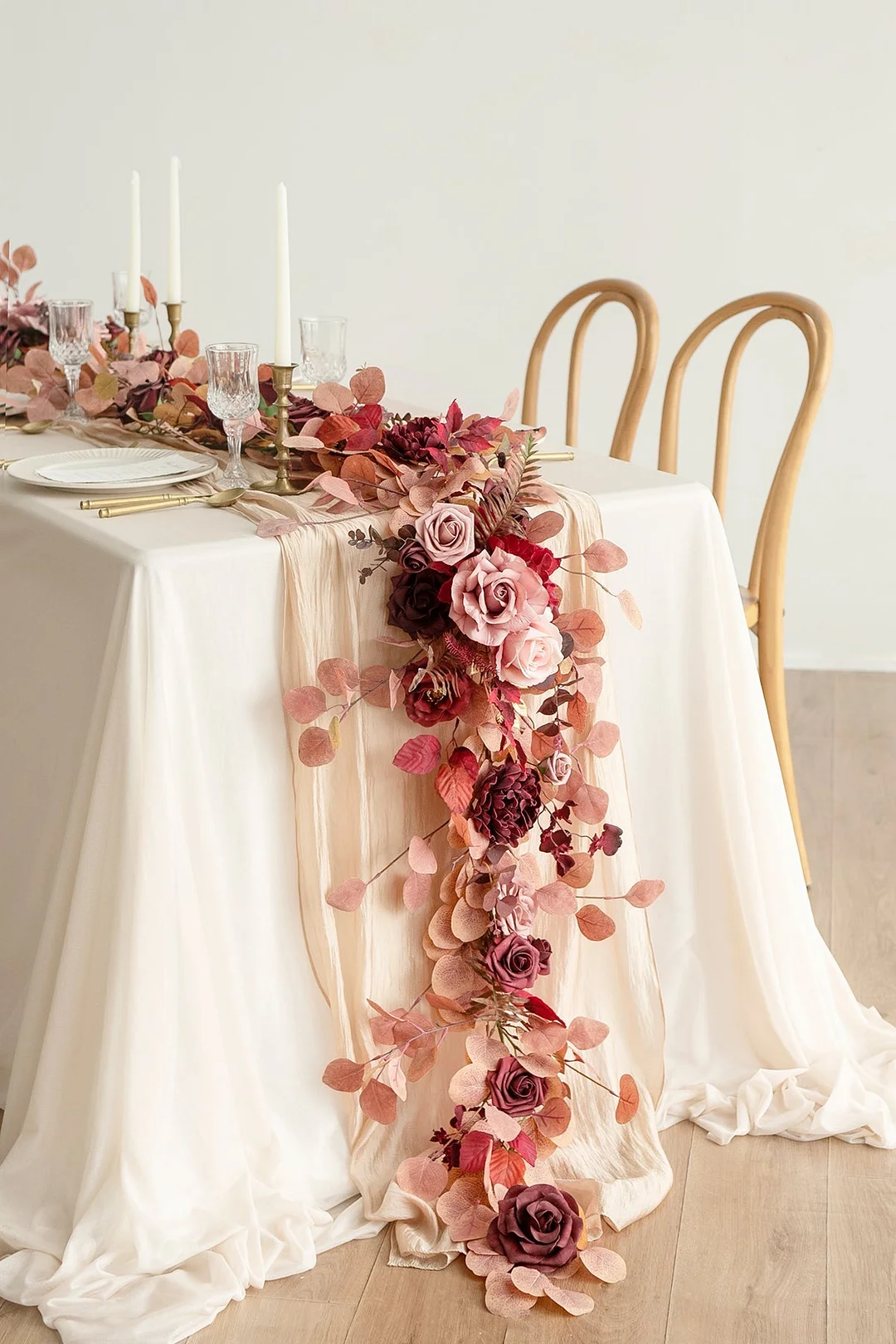 6ft Flower Garland in Burgundy & Dusty Rose