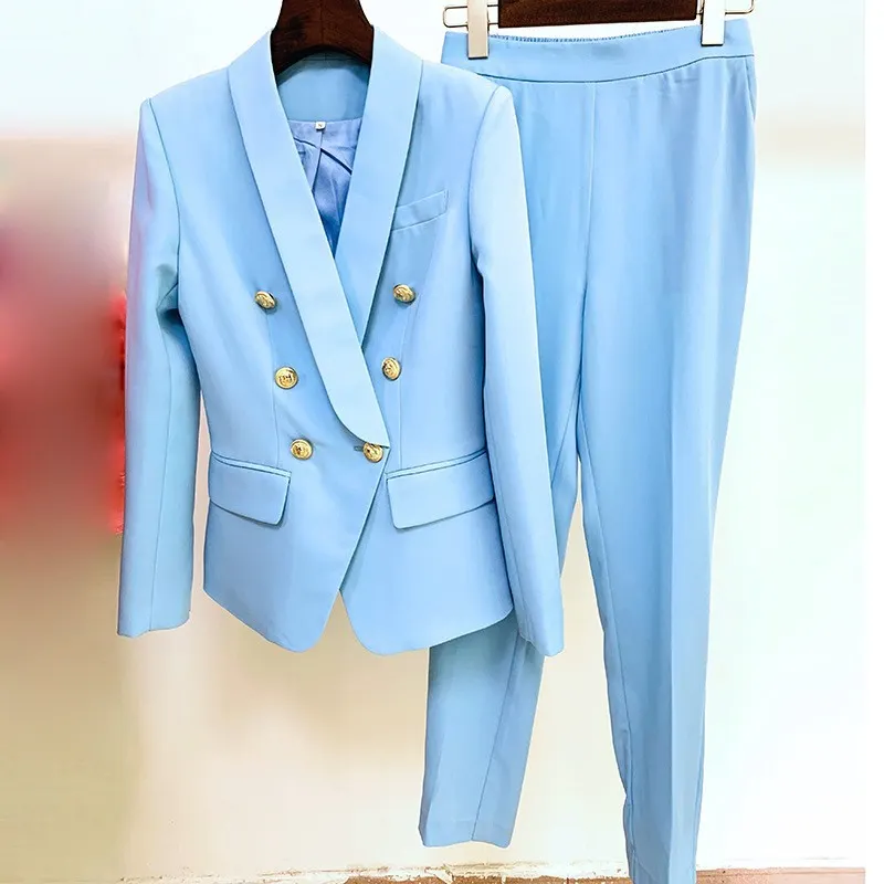Nigikala Nigikala Professional Fashion Double-Dancing Green Fruit Collar Suit + Nine-Point Trousers Set Two Sets