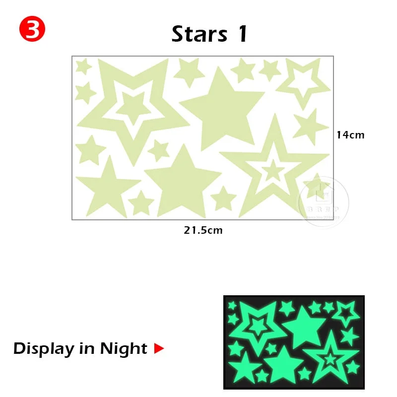 Luminous Space Stars Bubble Wall Stickers Tape for Kids Room Baby Nursery Home Decoration Wall Decals Glow in the Dark Bedroom