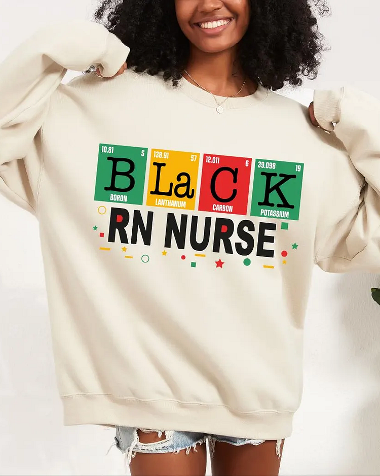 Black RN Nurse Crewneck Sweatshirt