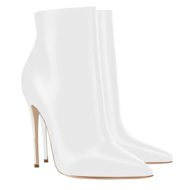 120mm Women's Ankle Boots Closed Pointed Toe Stilettos Matte Booties-vocosishoes